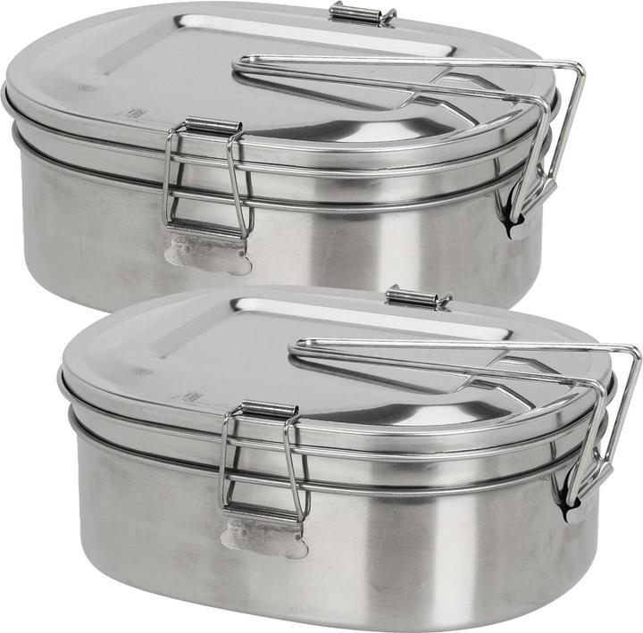 Redcliffs Set of 2 stainless steel lunch boxes, incl. lid and handle