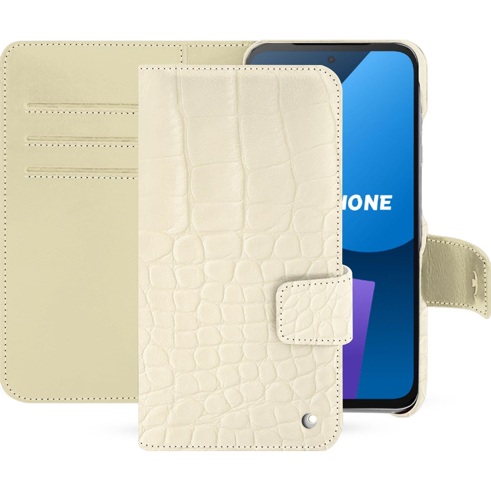 Noreve Lederschutzhülle Fairphone 5 (Fairphone 5), Smartphone Hülle, Weiss