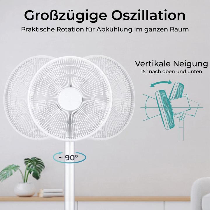 Actual product image KLAMER Silent Ventilator mit Fernbedienung, 12 Geschwindigkeitsstufen, autom. 90° Oszillation (57.90 dB)