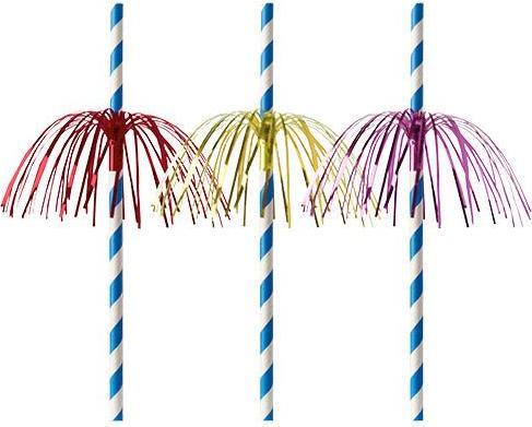 Papstar Papiertrinkhalm "Feuerwerk", 200 mm, blau/weiss aus Papier, Länge: 200 mm, Durchmesser: 6 mm (50x)