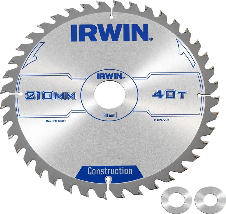 Produktbild Irwin IRW1897204 210 x 30 mm 40Teeth Kreissägeblatt mit ATB Mahlgrössen Zahn