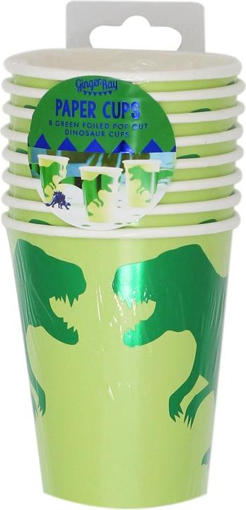 Actual product image Ginger Ray Dinosaur party cup pop out not shiny (8x)