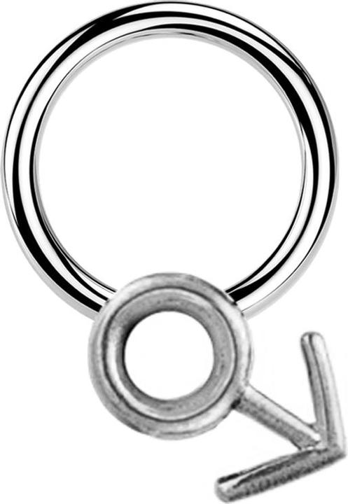 Produktbild Star Piercing Closure Ring silber Gendersymbol Mann silber (Messing, Chirurgenstahl 316L)