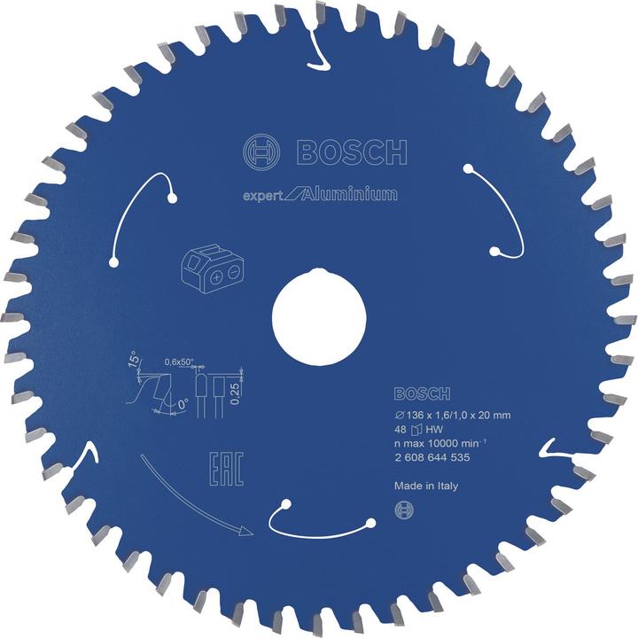 Produktbild Bosch Professional Zubehör Akku-Kreissägeblatt Expert for Aluminium, 136 x 1,6/1 x 20, 48 Zähne