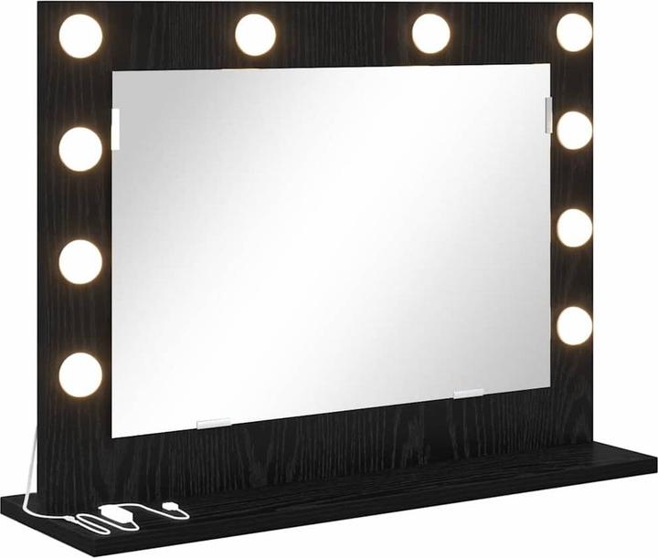 Produktbild VidaXL Kosmetikspiegel mit LED-Lichtern Schwarz Eichenholz 60x45x18 cm