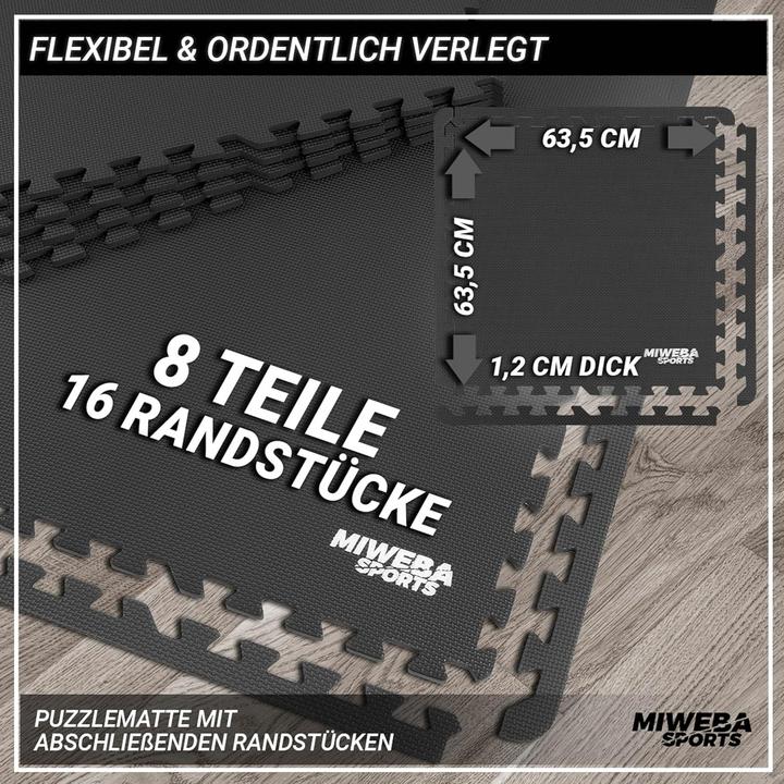 Produktbild Miweba Bodenschutzmatte BS-100 8er Set 62x62cm Anthrazit (1.20 cm)