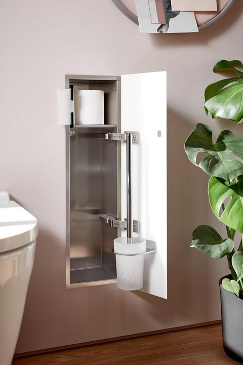 Produktbild Emco asis pure Toilettenbürstengarnitur Modul, Unterputzmontage, Türanschlag rechts, Glasfront