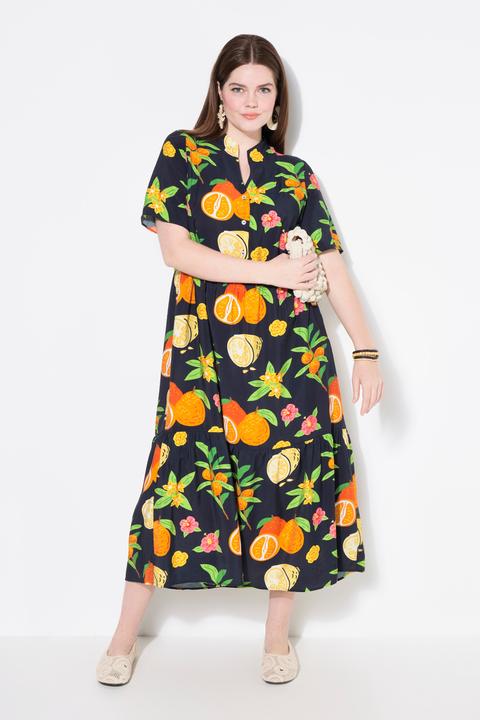 Produktbild Ulla Popken Maxikleid, Volantsaum, A-Linie, Kelchkragen, Halbarm (50, 52)
