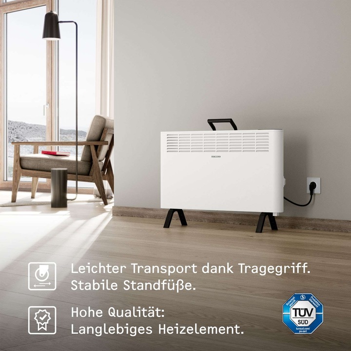 Produktbild Stiebel Eltron Elektroheizung engergiesparend, Standgerät CNS 2000 Plus LCD move, 2 kW für ca. 25 m², TÜV geprüft (2000 W)