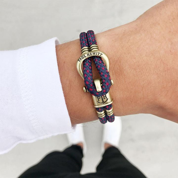 Produktbild Paul Hewitt Phinity Shackle Bracelet Brass Nylon Navy Blue Red (20.50 cm, Messing, Nylon, Edelstahl/Nylon)