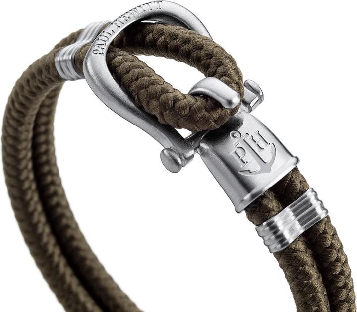 Actual product image Paul Hewitt Phinity Shackle Bracelet Silver Nylone Olive (19 cm, Stainless steel, Nylon)