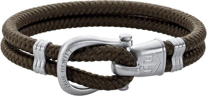 Actual product image Paul Hewitt Phinity Shackle Bracelet Silver Nylone Olive (19 cm, Stainless steel, Nylon)