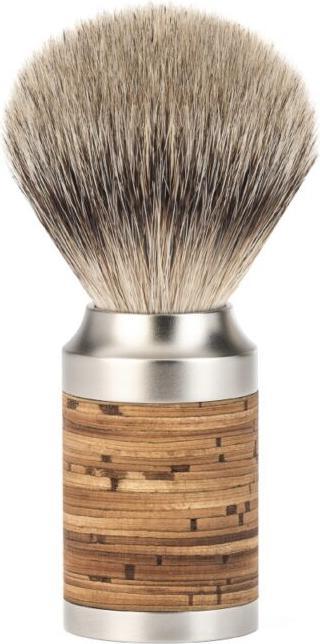 Actual product image Mühle ROCCA, shaving brush, silver-tip badger tip, HANDMADE, stainless steel/birch bark handle (Shaving brush)