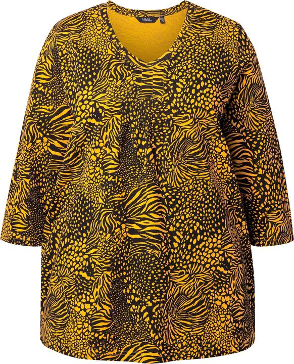 Image du produit Ulla Popken T-shirt coupe évasée, motif animal, décolleté en V et manches 3/4 (46, 48)