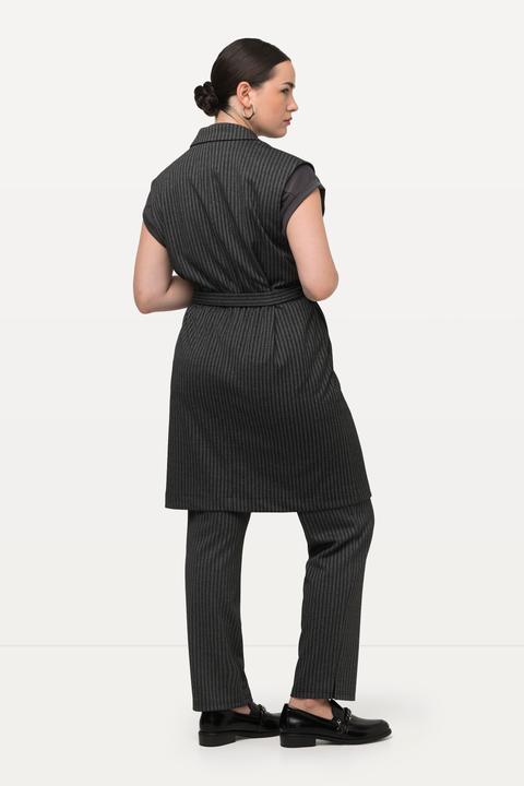 Image du produit Ulla Popken Gilet à rayures, col à revers, deux rangées de boutons (46)
