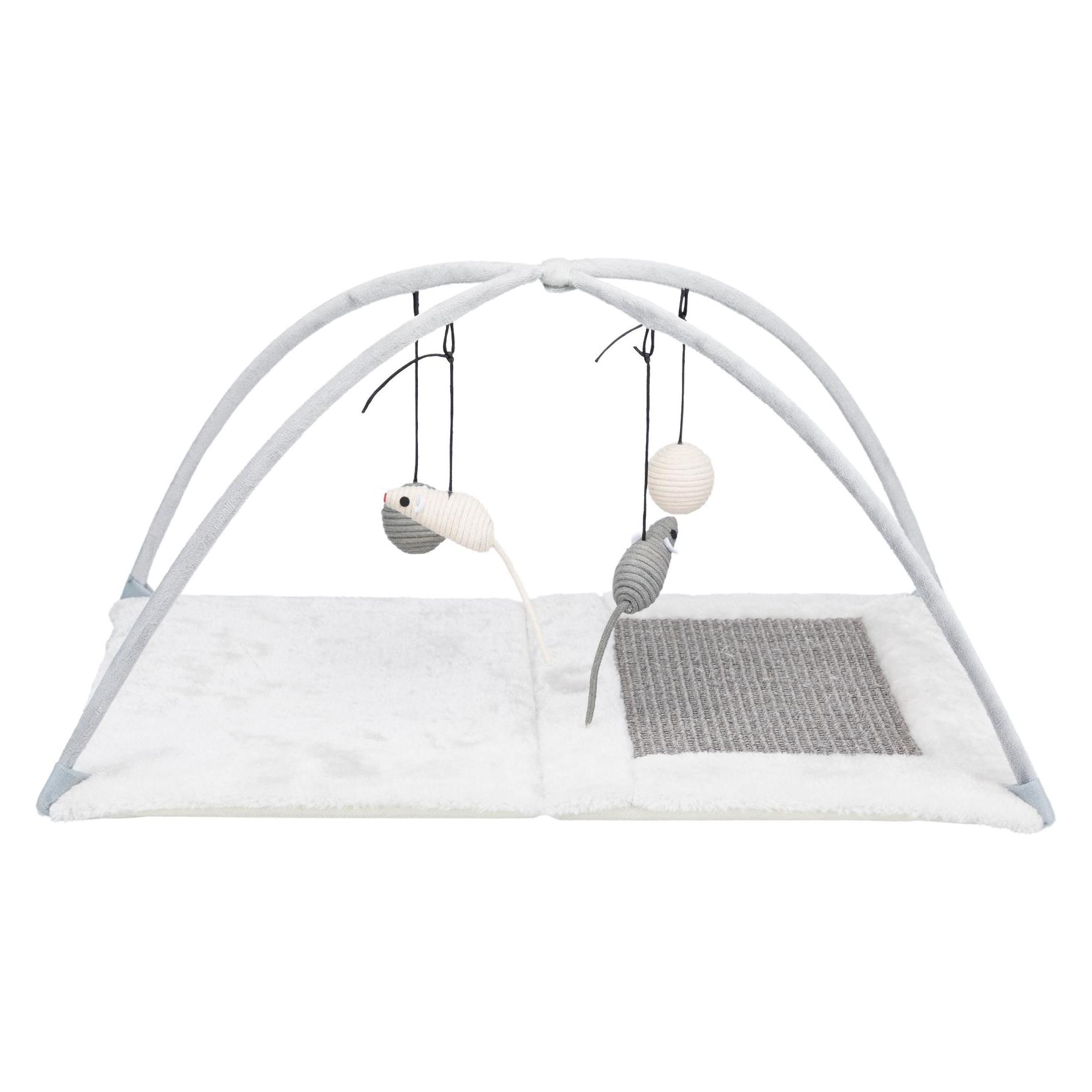 Trixie Krabmat met speeltjes aan een riem (42 cm, Beige), Krabpaal
