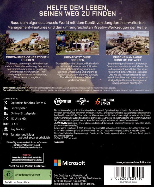 Productafbeelding Sold Out Jurassic World Evolution 3 (Xbox serie X, DE)