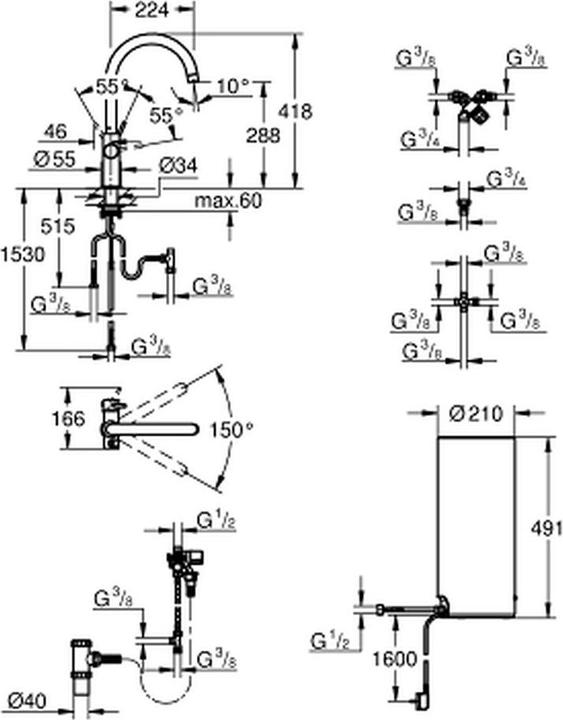 Produktbild Grohe Red 3IN1 kokendwaterkraan - C Uitloop - 7L boiler - mengventiel RVS (supersteel) - 30031DC1