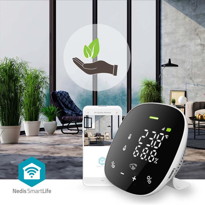Actual product image Nedis SmartLife Luftqualitätsmonitor Wi-Fi | inkl. Display | Kohlendioxid (CO2) / Luftfeuchtigkeit /