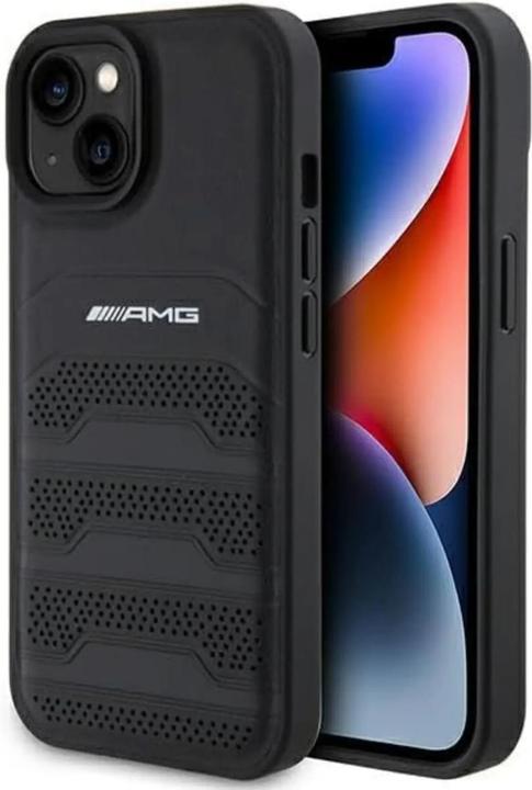 Produktbild Mercedes AMG AMHCP15MGSEBK iPhone 15 Plus 6,7" czarny/black hardcase Leather Debossed Lines (Apple iPhone 15 Plus)