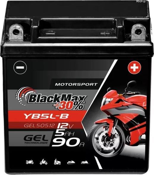 Produktbild BlackMax YB5L-B Motorradbatterie Gel (DIN 50512) (12 V, 5 Ah, 90 A)