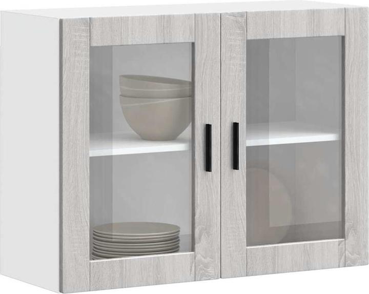 Image du produit VidaXL Armoire suspendue de cuisine avec porte en verre Porto Gris Sonoma Armoire murale de cuisine (80 x 31 x 60 cm)