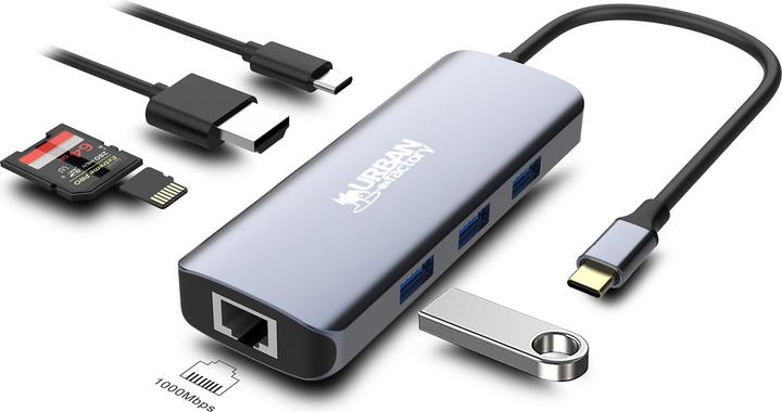 Produktbild Urban Factory Hubee 8in1 USB-C Hub (USB-C, 4 Ports)