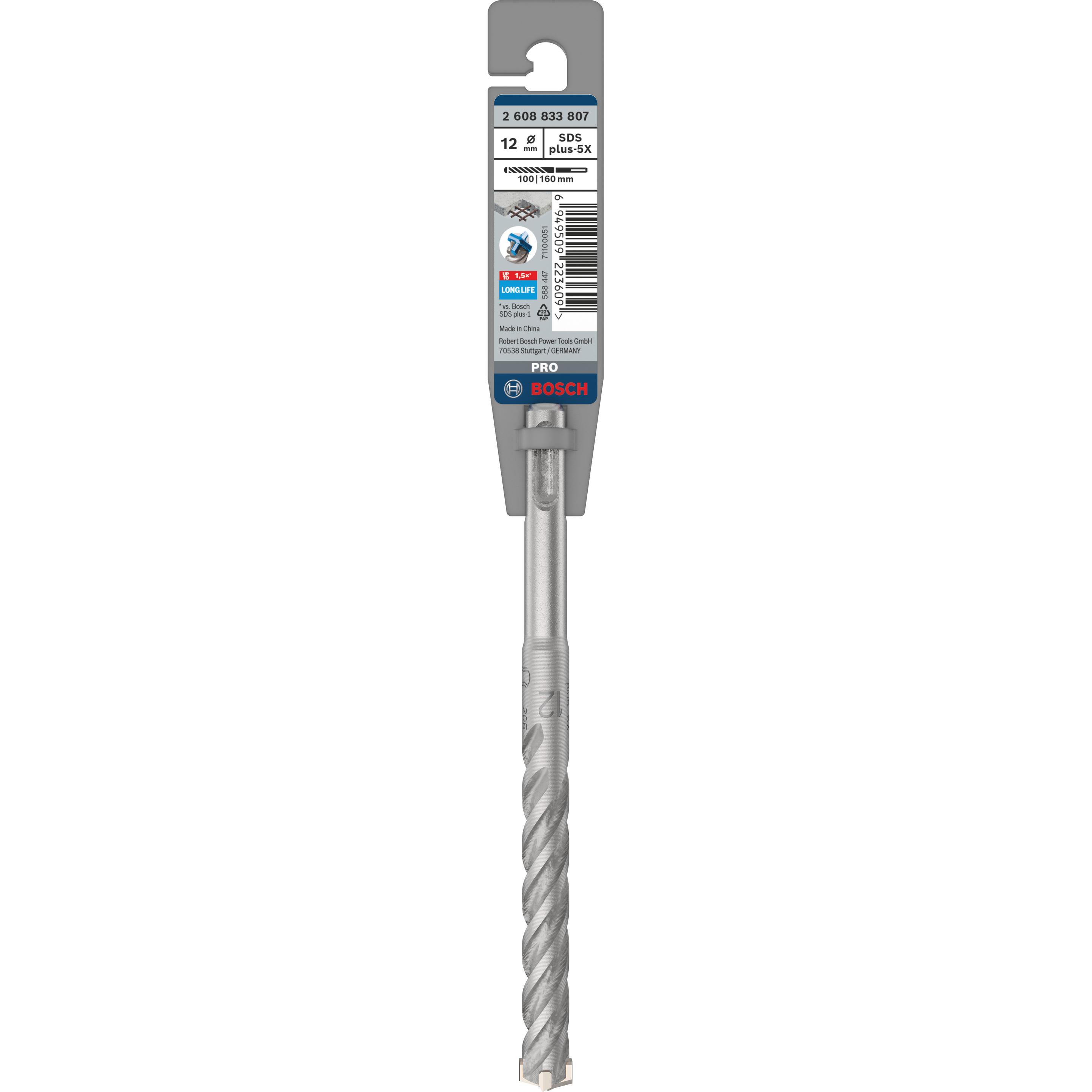Thumbnail - Bosch Zubehör, Bohrereinsatz, PRO SDS plus-5X Hammerbohrer, 12 x 100 x 160 mm (12 Millimeter)