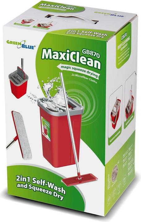 Immagine prodotto Greenblue Scopa piatta + secchio + asta telescopica + 2 tappetini in microfibra 5,7 L per la pulizia dei (3 pz.)