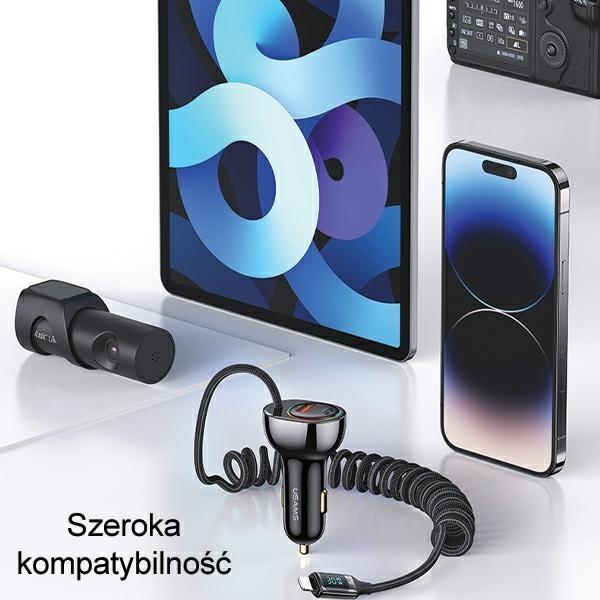 Produktbild Usams Ład. sam. C37 1xUSB+1xUSB-C 60W + kabel Ligtning 30W PD+QC Fast Charge czarny/black CC193CC01