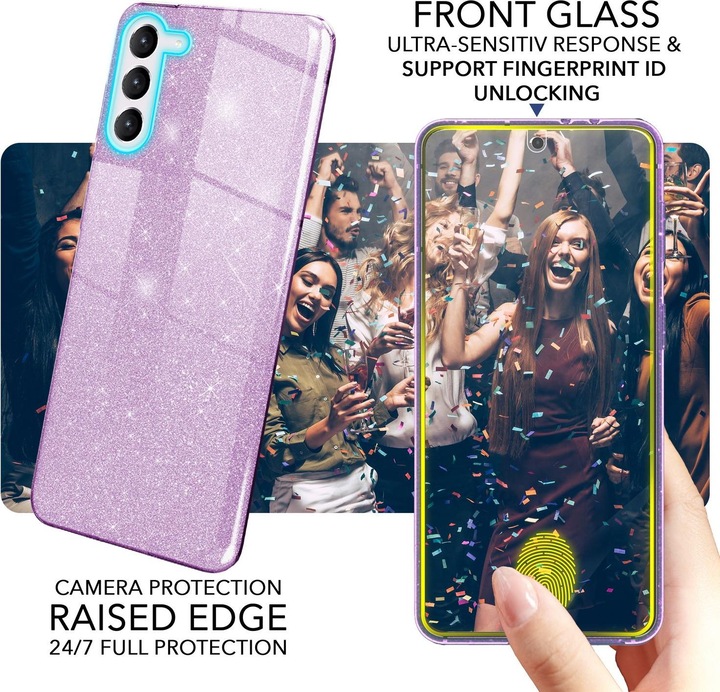 Produktbild Nalia Glitzer Silikon Hülle mit 2x Displayschutz (Samsung Galaxy S23+)