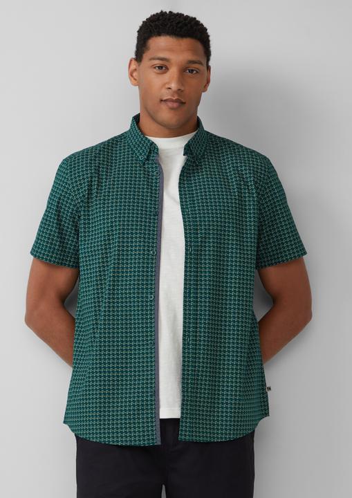 Immagine prodotto s.Oliver Hemd Regular Fit: Gemustertes Kurzarmhemd aus Baumwolle mit Button-Down-Kragen (L, S)