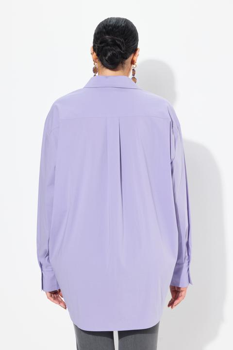Immagine prodotto Ulla Popken Camicia dal taglio oversize con bottoni di madreperla, collo da camicia e maniche lunghe (50, 52)