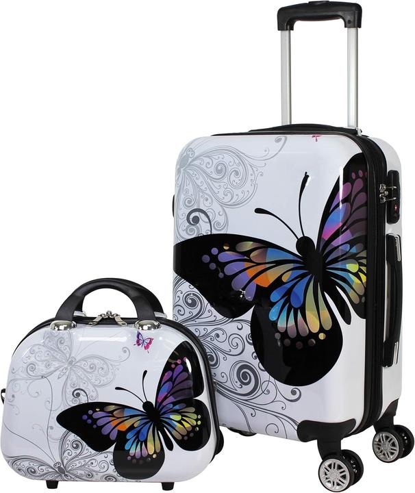 Produktbild World Traveler Valigia Spinner Farfalla Bianca e Nera
