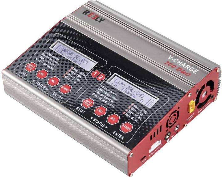 Reely V-Charge 200 Duo Modellbau-Multifunktionsladegerät 12 V, 230 V 10 A NiMH