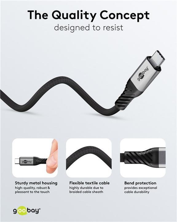 Actual product image Goobay USB-C-Kabel, USB4 Version 2.0, 1 m, schwarzgrau (1 m, 240 W)
