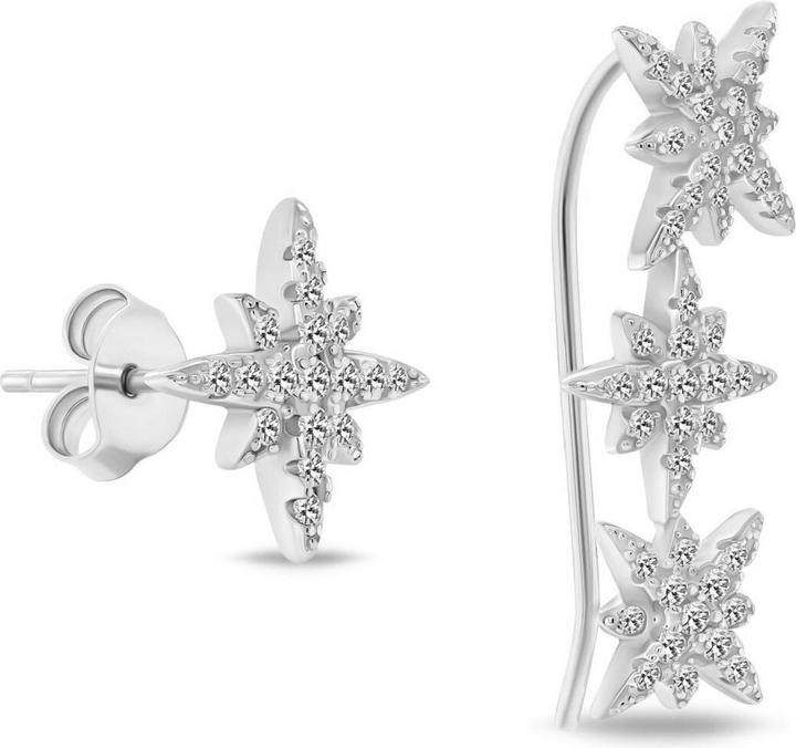 Immagine prodotto Brilio Silver Charming Asymmetric Silver Earrings Star Ea780w (Argento)