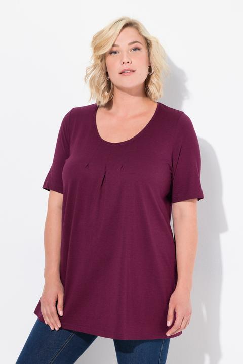 Produktbild Ulla Popken T-Shirt, Zierfalten, A-Linie, Rundhals, Halbarm, Modal (42, 44)