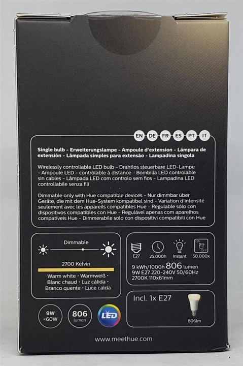 Actual product image Philips Hue White BT Extension (E27, 9.50 W, 806 lm, 1 x, F)