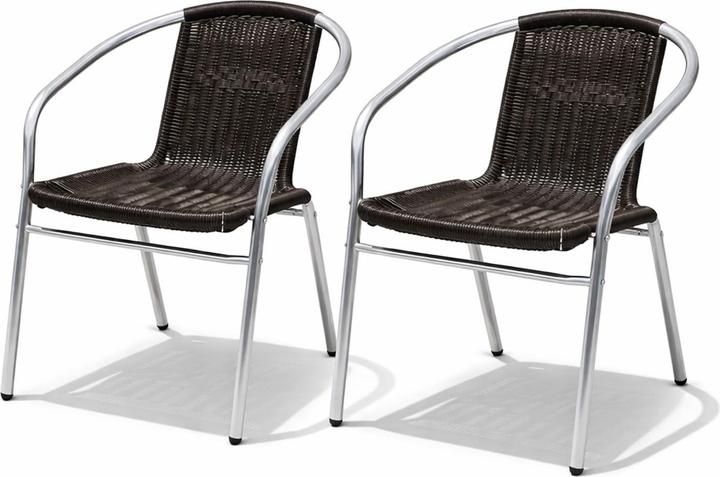 Actual product image Mojawo 2 pieces Sturdy aluminium / polyrattan bistro chair, stackable