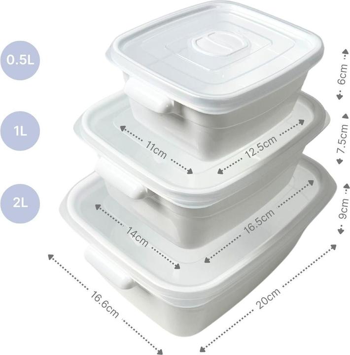 Image du produit Hermex 6er-Set Mikrowellendosen Vorratsdosen Mikrowellenbehälter Gefrierdosen