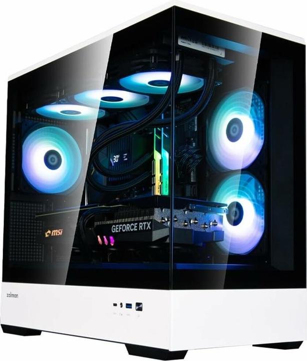 Actual product image Zalman GHE P30 micro-ATX case Tempered Glass Panoramic View - Black/White (mATX, Mini-ITX)