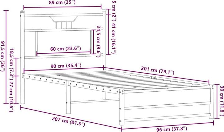 Image du produit vidaXL Bettgestell (100 x 190 cm)