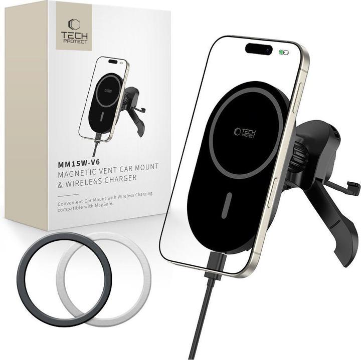 Image du produit Tech-Protect MM15W-V6 Magnetic MagSafe Car Air Vent Holder - Black