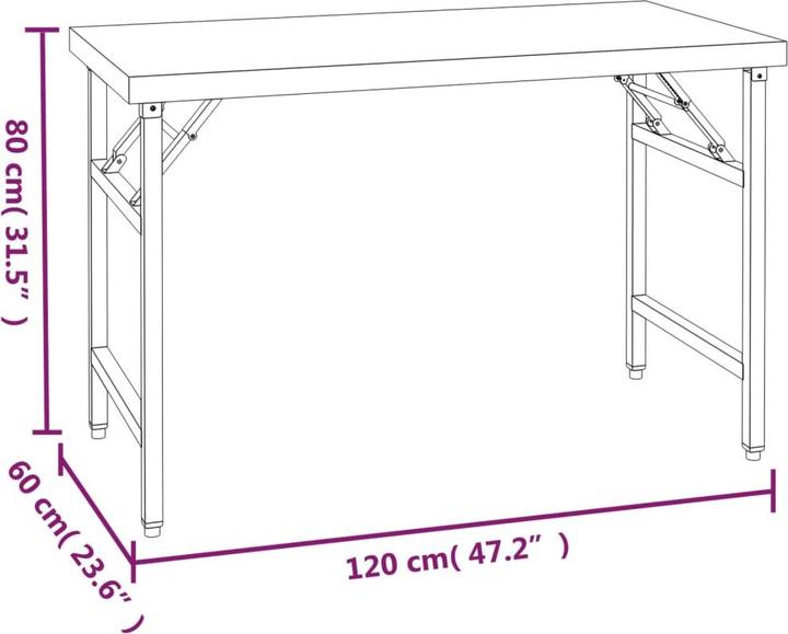 Image du produit vidaXL Küchen-Arbeitstisch (60 cm, 120 cm)