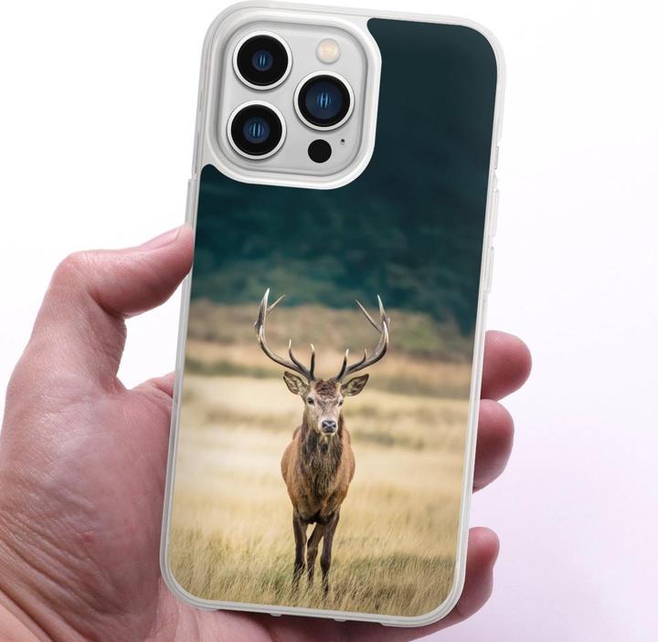 Produktbild DeinDesign Silikon Hülle für Apple iPhone 13 Pro Handyhülle Case Smartphone Schutzhülle Hirsch Wald Wiese (Apple iPhone 13 Pro)