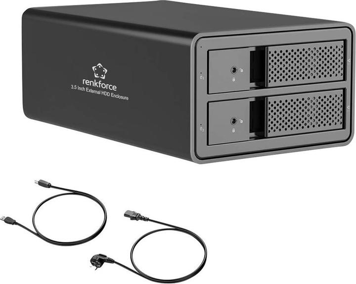 Produktbild Renkforce RF-6647596 8.9 cm (3.5 Zoll) Festplattengehäuse 2 Bay 3.5 Zoll USB-A ( (3.5")