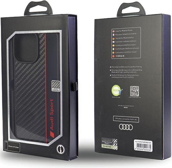 Immagine prodotto Audi Custodia rigida per iPhone 14 Pro Max 6,7" in fibra di carbonio AUS-TPUPCIP14PM-R8/D1-BK (Apple iPhone 14 Pro Max)