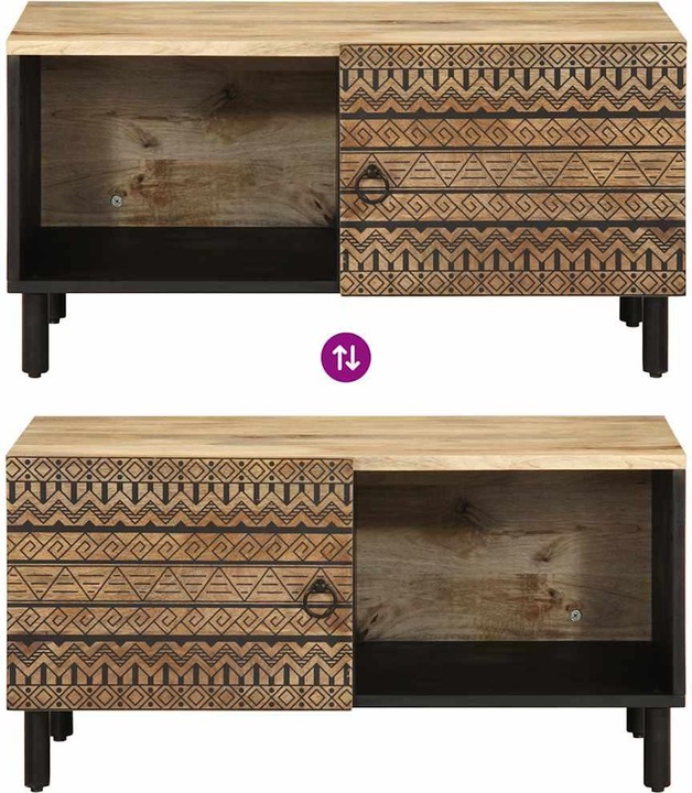 Produktbild VidaXL Couchtisch Beistelltisch Wohnzimmertisch Tisch Schwarz Raues Mangoholz (80 x 50 x 40 cm)