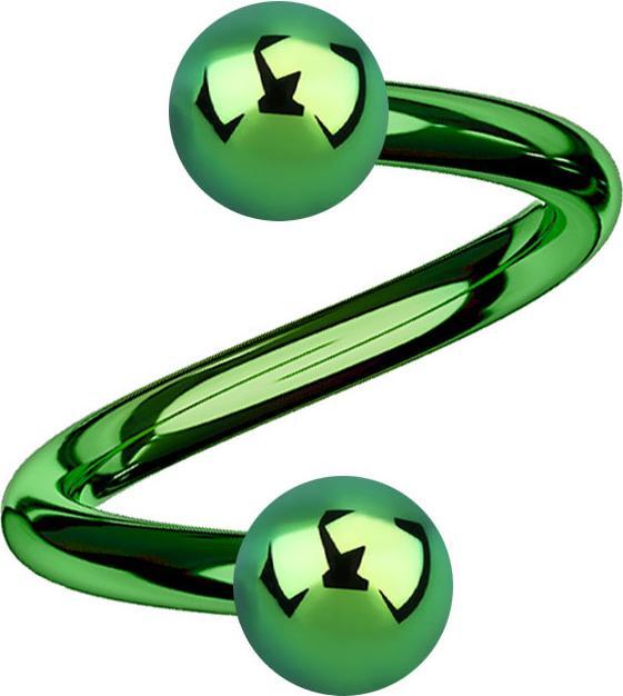 Immagine prodotto Star Piercing Micro spirale verde con due palline (senza ottone, Titanio G23)